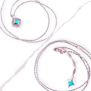Sterling Silver Turquoise & Diamond Convertible Magnet Pendant Necklace